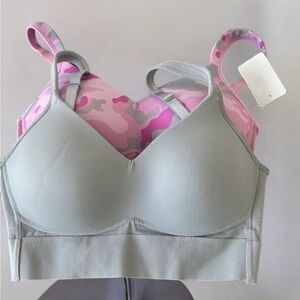 Rhonda Shear 2-PACK - Molded Cup Bra w/ Cross Back Mesh PINK CAMO and GR…